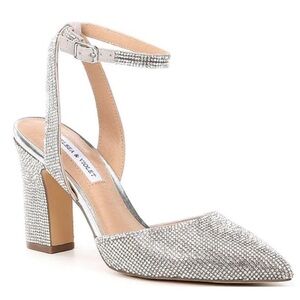 Chelsea & Violet | Mary Rhinestone Silver Pointed Toe Pumps  sparkly size 6.5